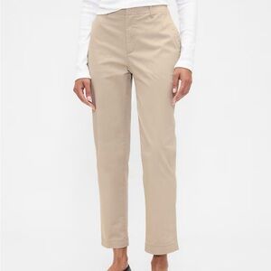 Beige Straight-Leg Pants